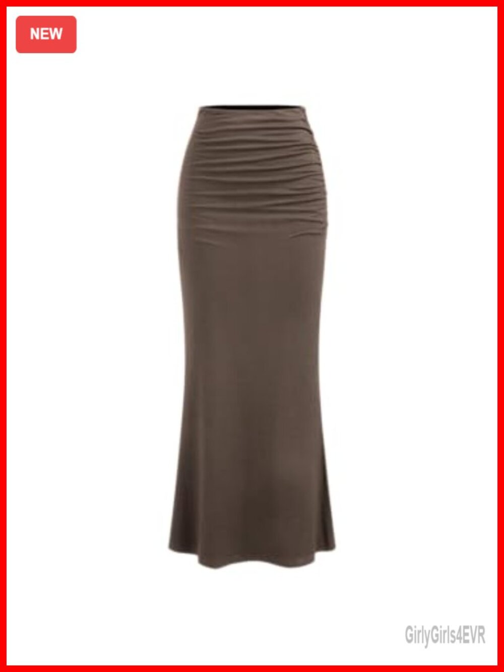 CIDER Mid Rise Ruched Mermaid Maxi Skirt Knit